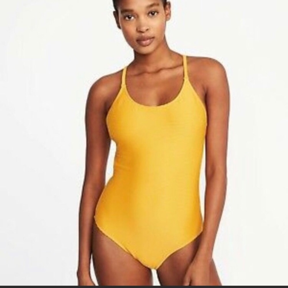 Yellow one piece swimsuit